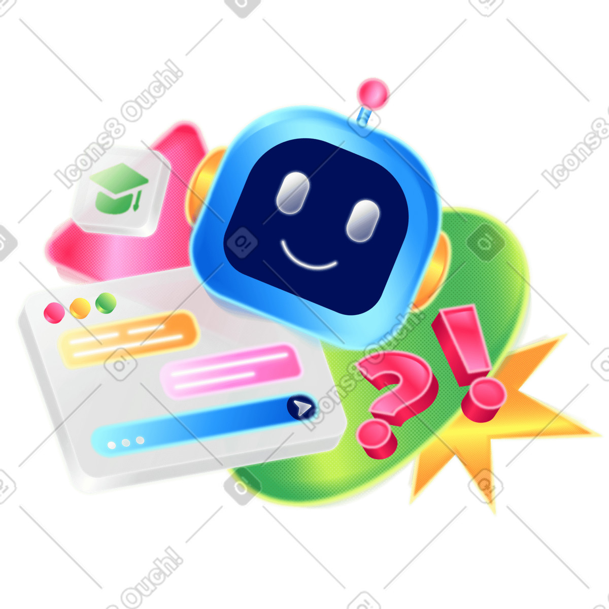 AI assistant in online education illustration in PNG, SVG