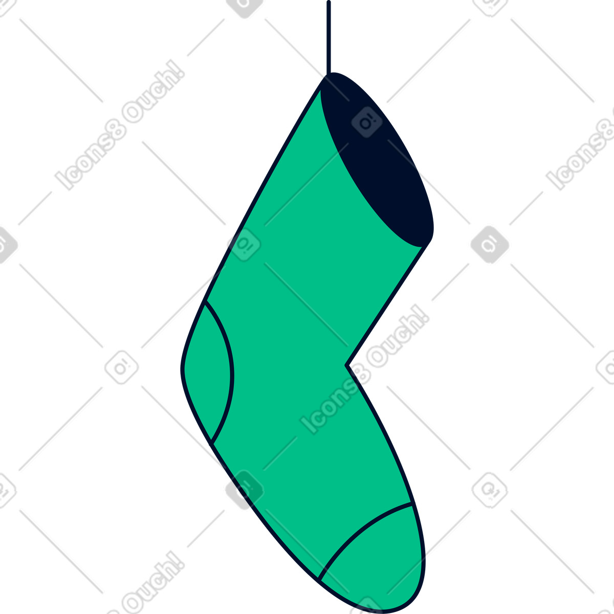 Christmas sock illustration in Teal style download in PNG, SVG