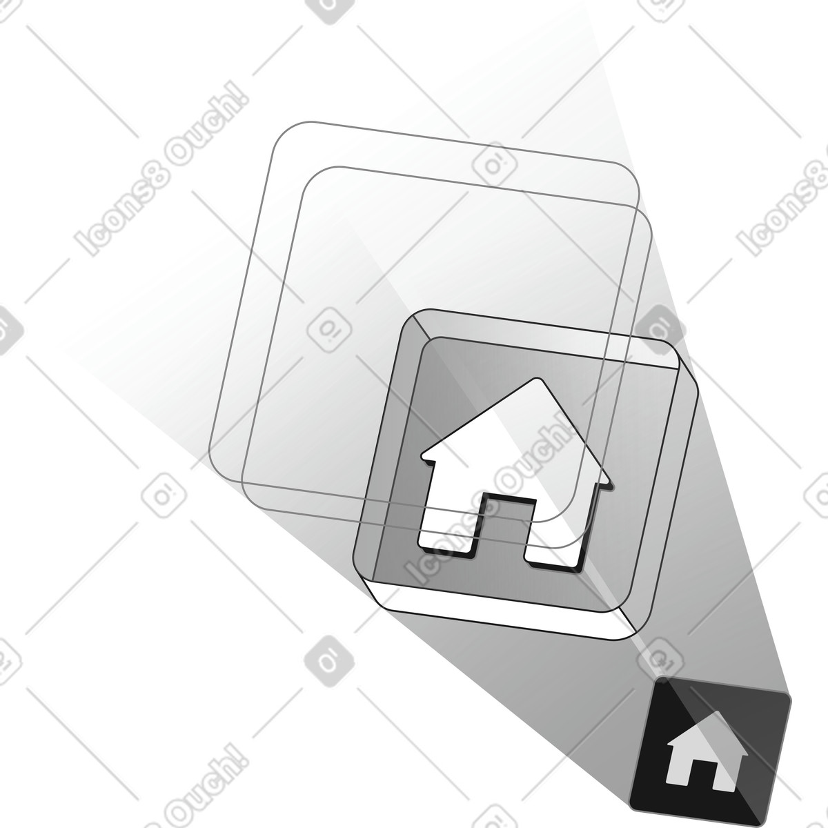 Иллюстрация Home button icon for website navigation and user interface в стиле Futuristic — скачать в форматах PNG, SVG