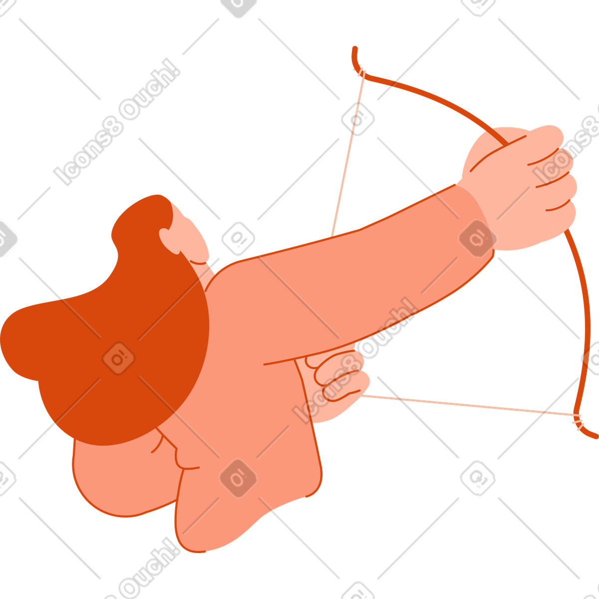 Иллюстрация Женщина стреляет из лука в стиле Orange — скачать в форматах PNG, SVG
