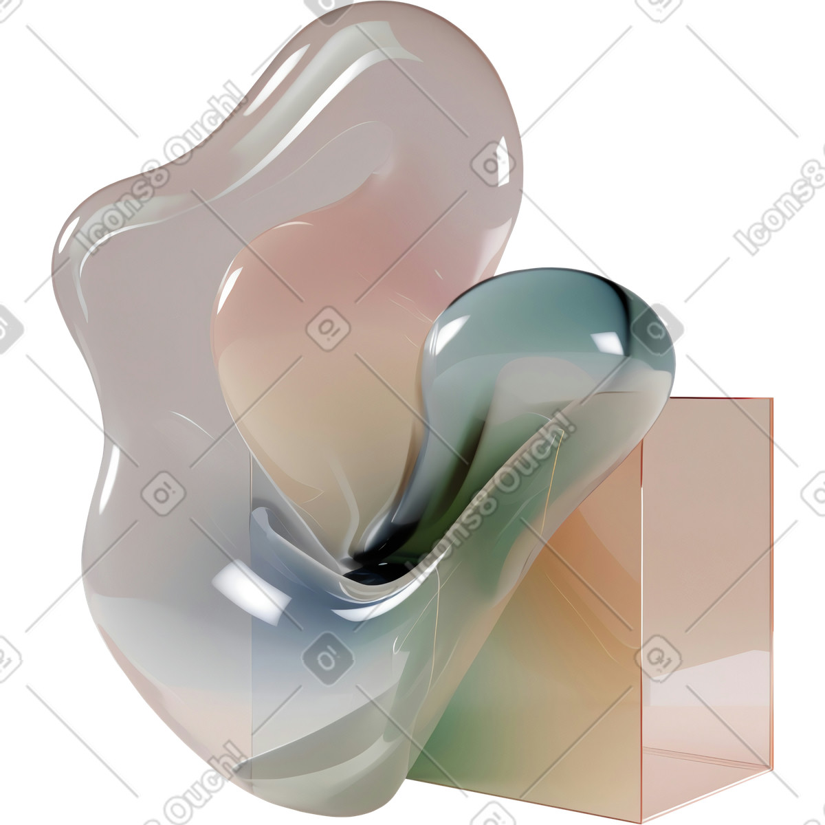 Illustration Formes abstraites de verre fluide dans le style 3D Construction à télécharger aux formats PNG, SVG