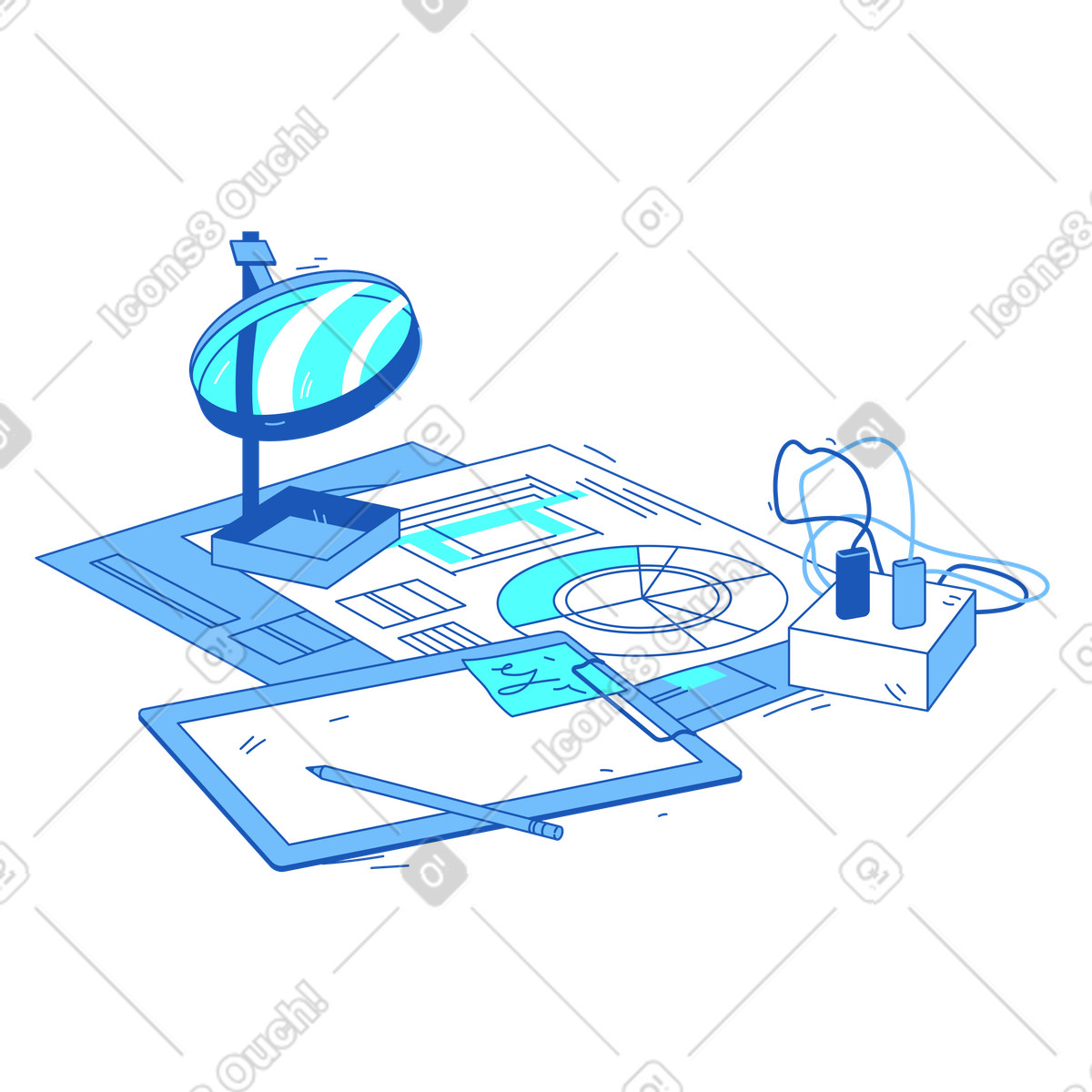 Technical blueprints and architectural research illustration in PNG, SVG