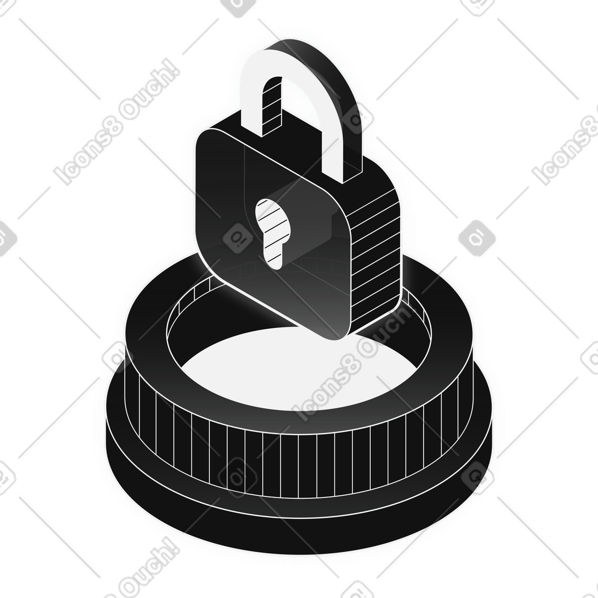 Access Control, Data Protection, Cybersecurity Lock illustration in Inverse style download in PNG, SVG