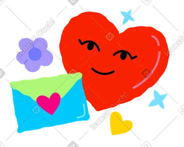 Love letter, heart and decorations PNG, SVG