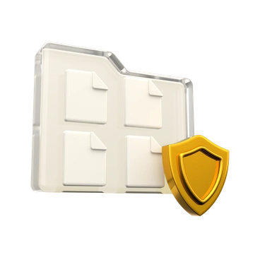 A folder with documents and a shield - 3D Grid style illustration