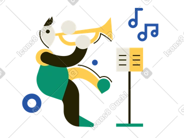 악보를 읽으면서 트럼펫을 연주하는 남자 PNG, SVG