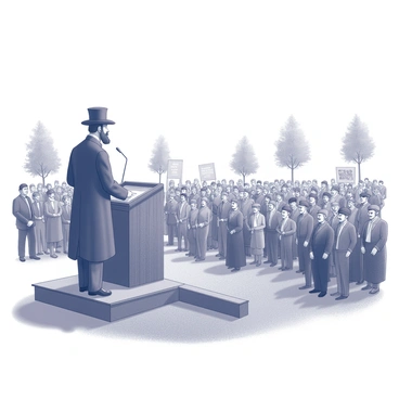 Abraham Lincoln giving a speech in front of a large crowd during the Civil War
