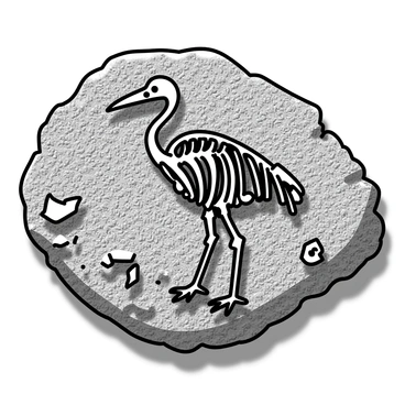 A detailed illustration of a moa fossil embedded in rock