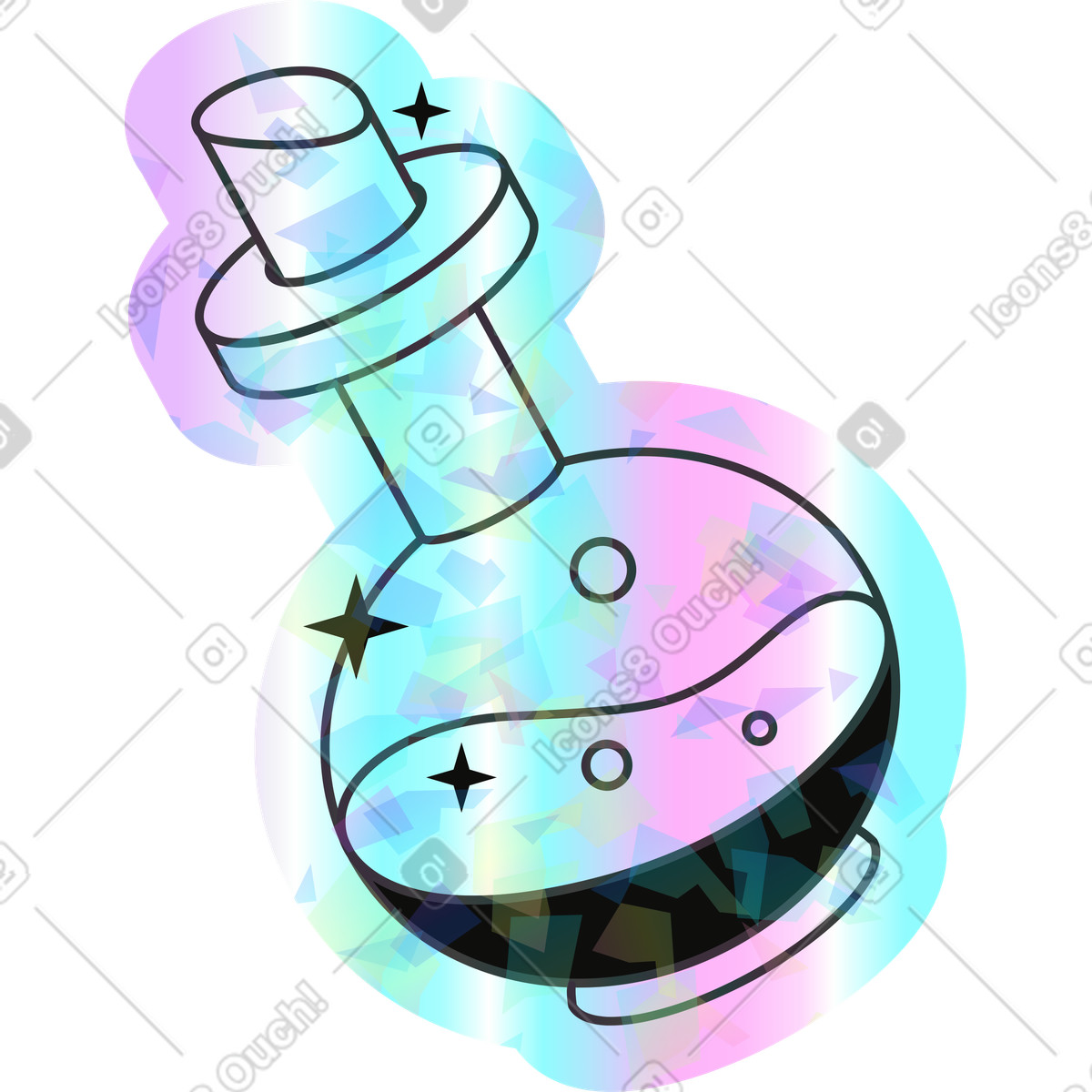 Magische flasche-Illustration im Holostickers-Stil als Download in PNG, SVG