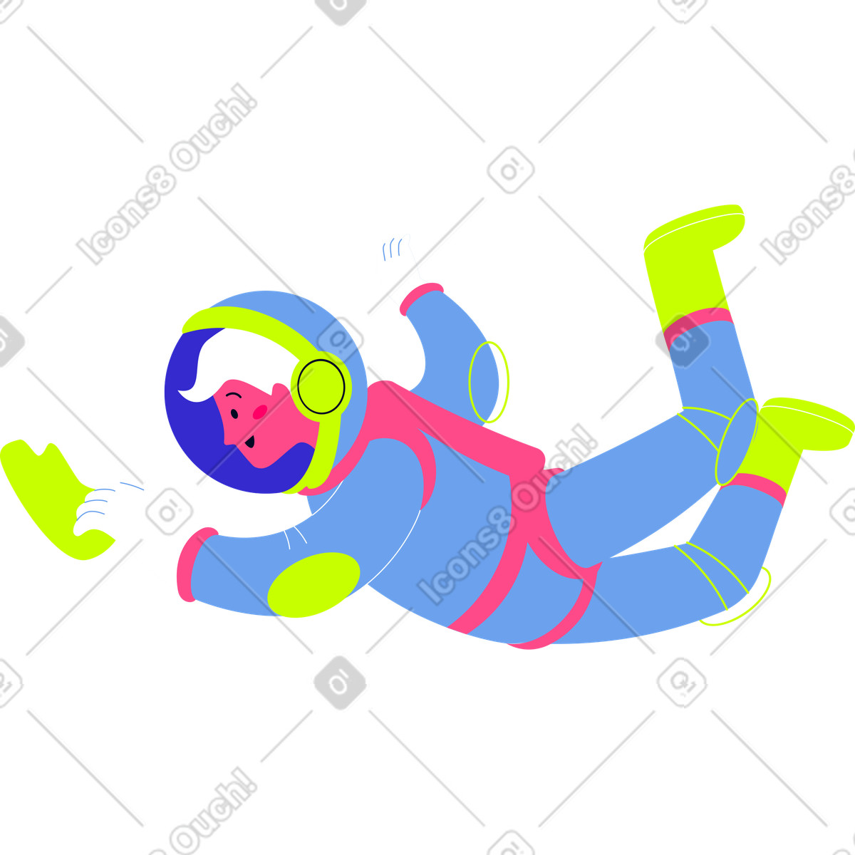 Ein halber astronaut mit einem eimer-Illustration im Space-Stil als Download in PNG, SVG