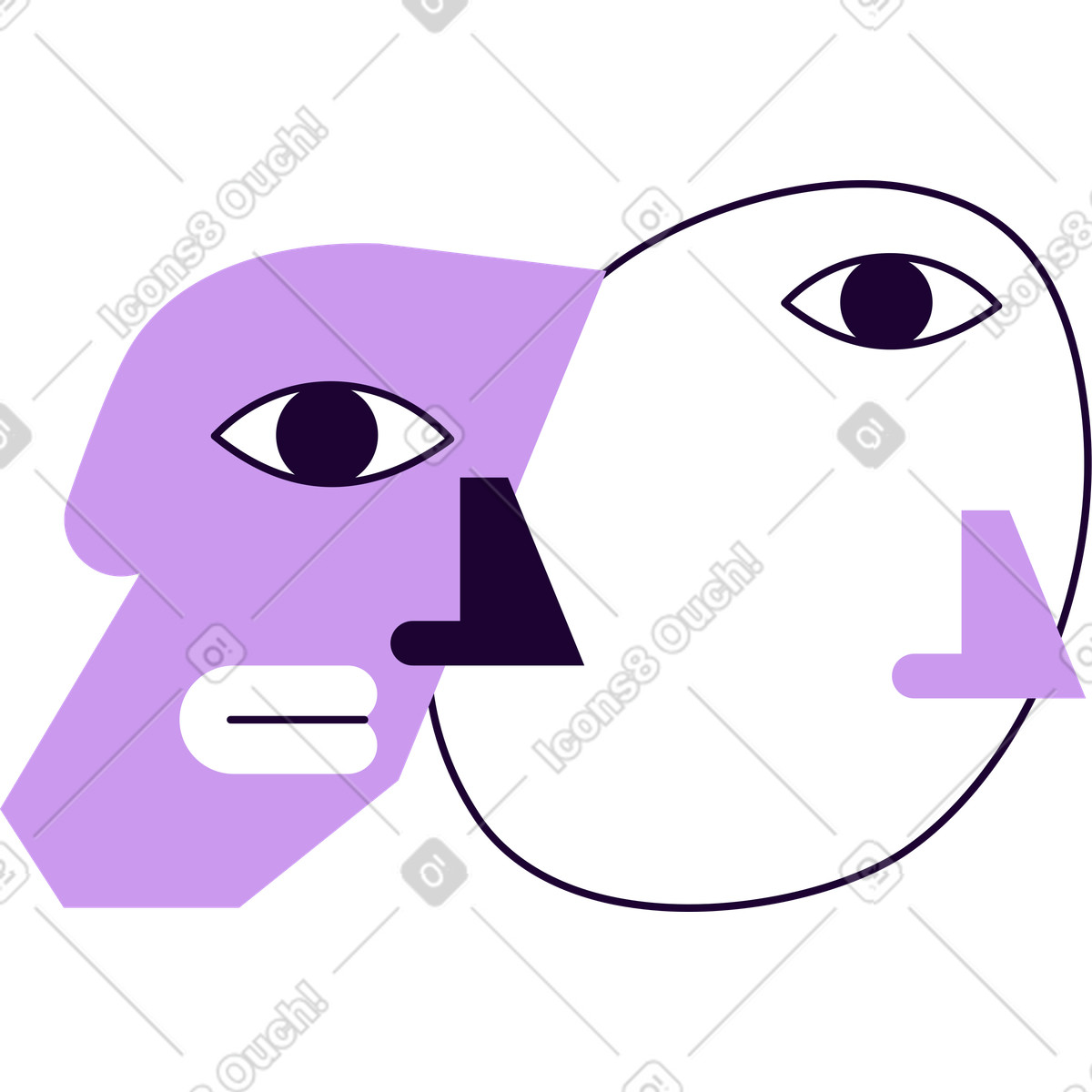 Ilustração de Rostos abstratos em no estilo Martina para baixar em PNG, SVG