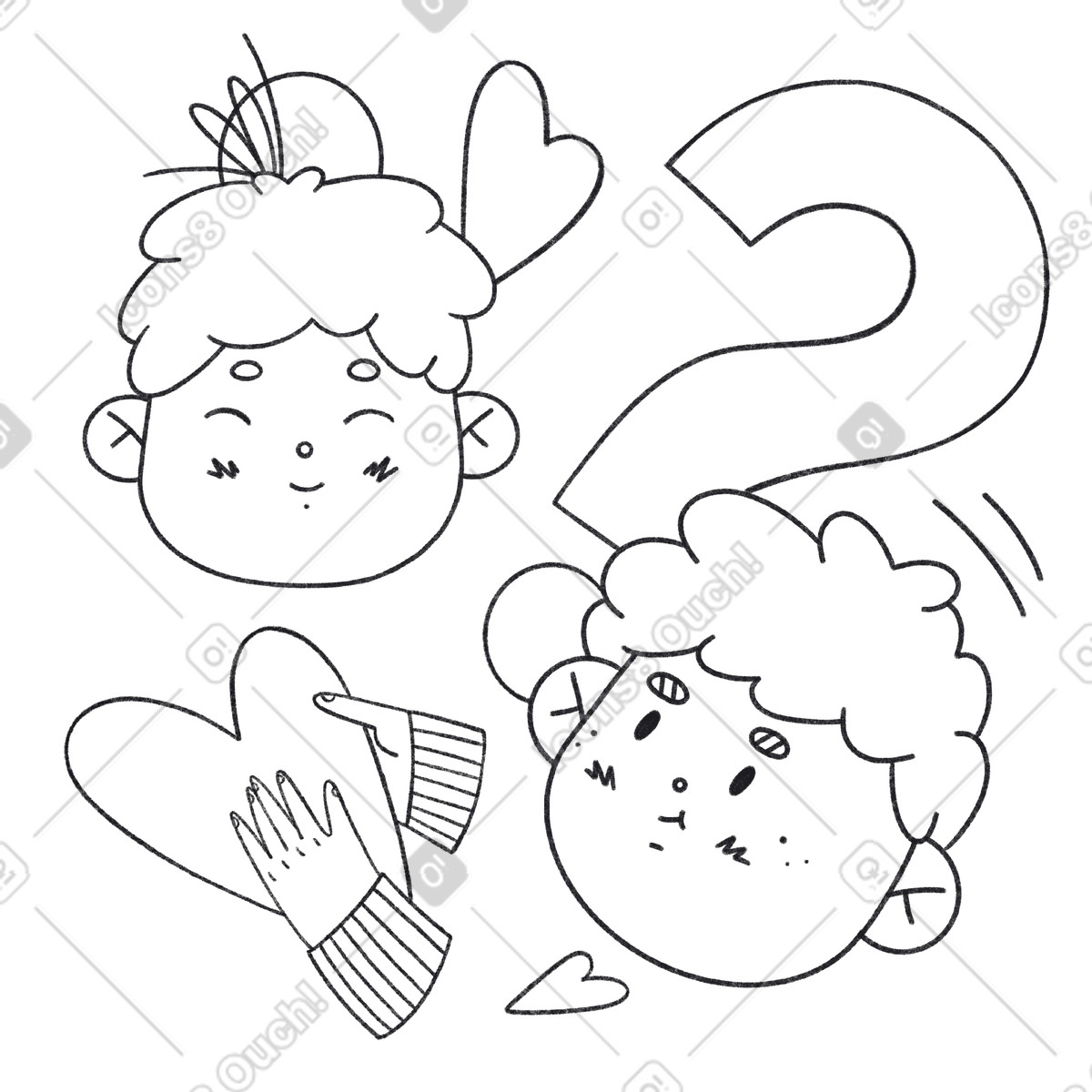 Guy confessing his love to girlfriend and he asking her consent-Illustration im Bonbon Line-Stil als Download in PNG, SVG