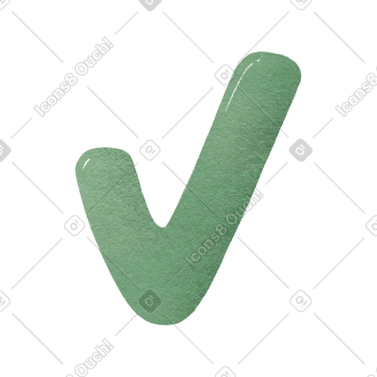 Green check mark is ready illustration in Woolly style download in PNG, SVG