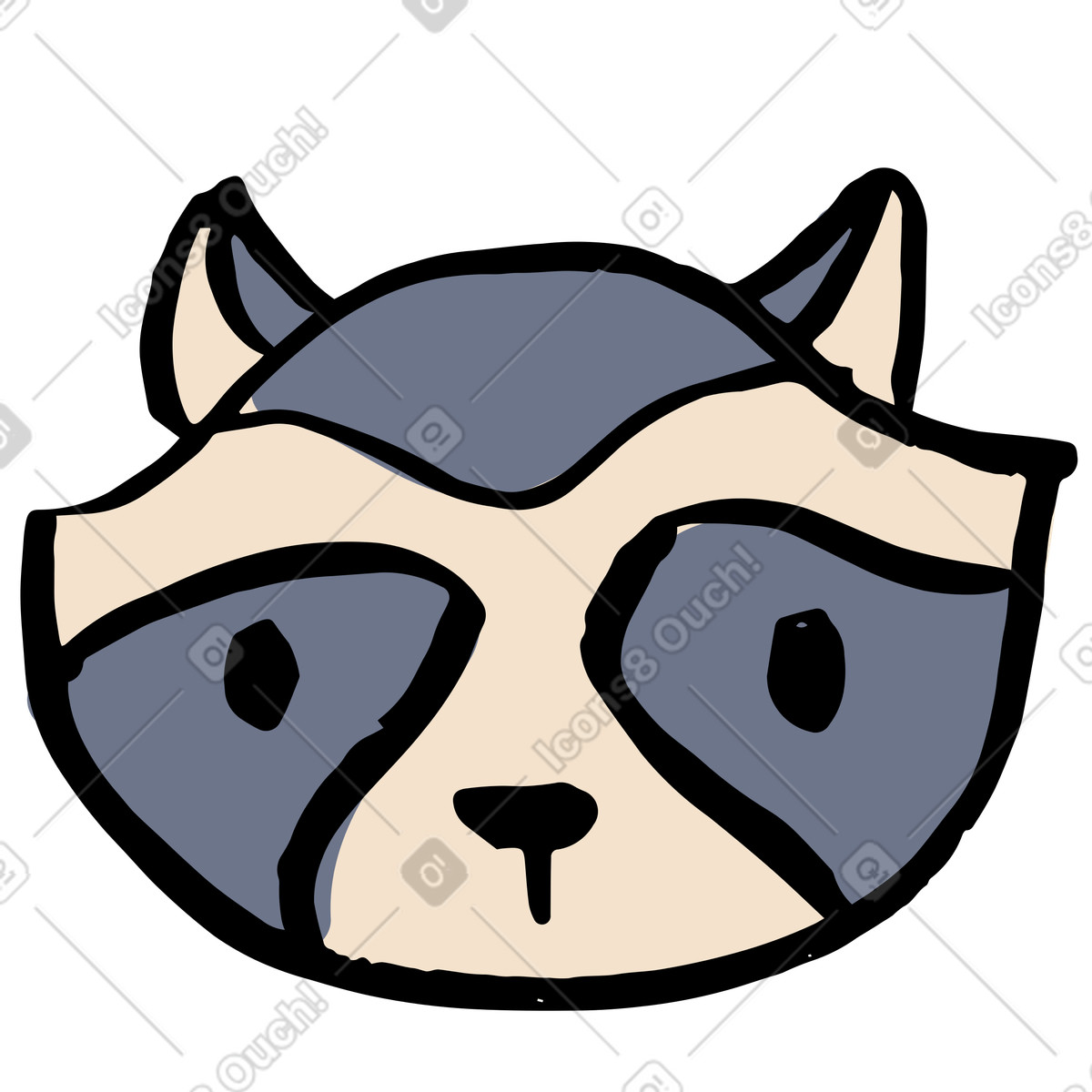 Ilustración Cabeza de mapache en estilo Scandi a descargar en PNG y SVG
