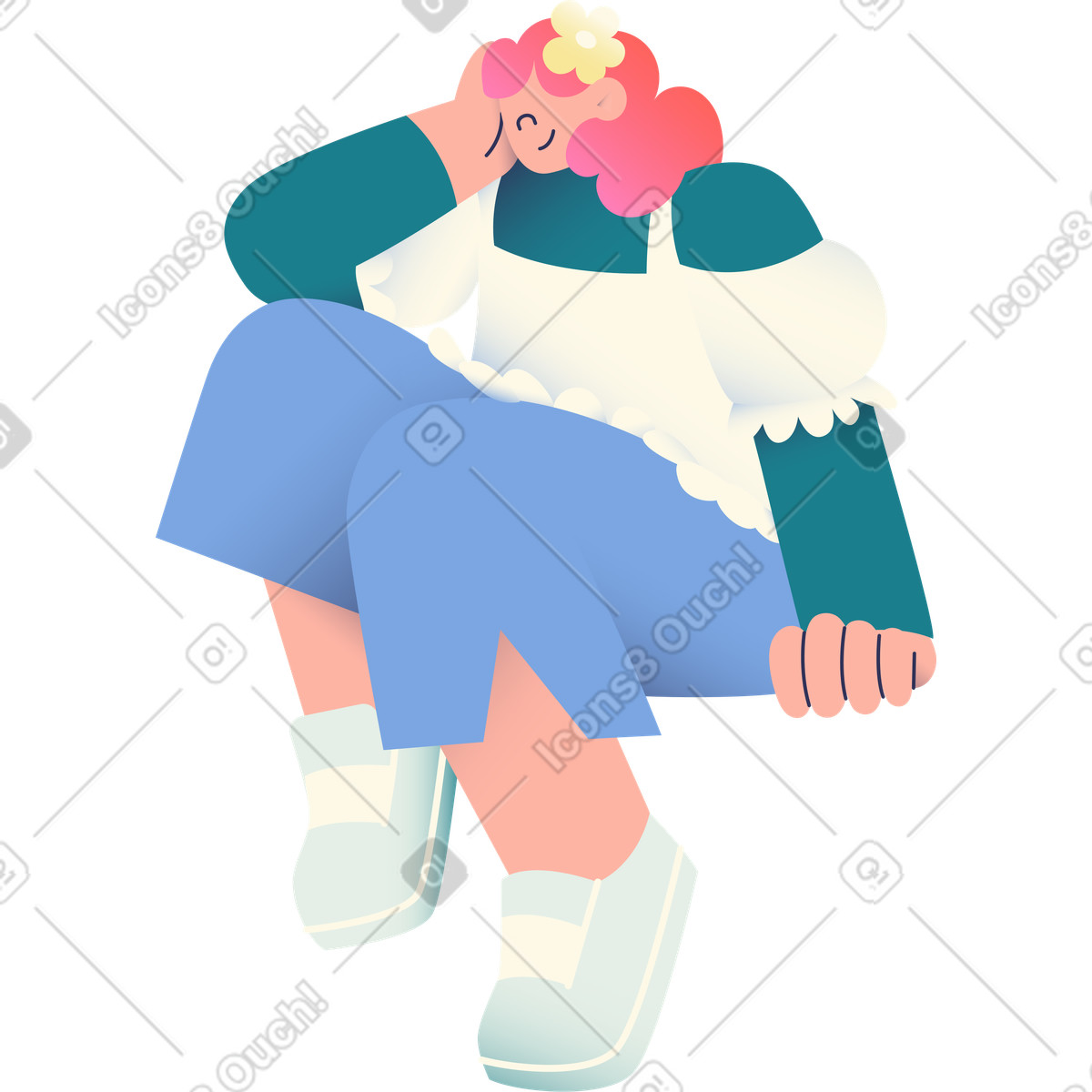 Ilustración Chica con cabello rosa en estilo Beam a descargar en PNG y SVG