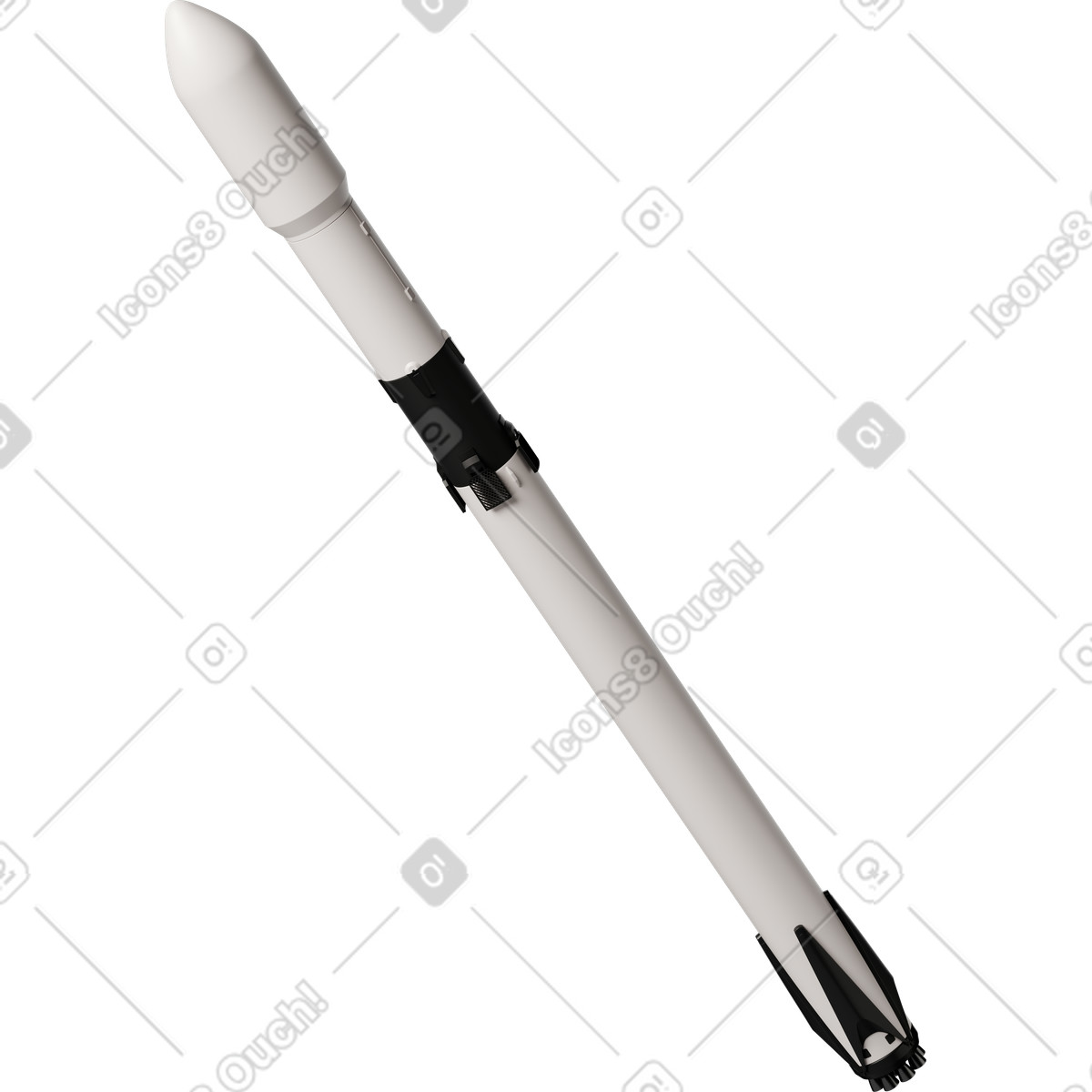 Space rocket turned left illustrazione in stile 3D Business scarica in PNG, SVG