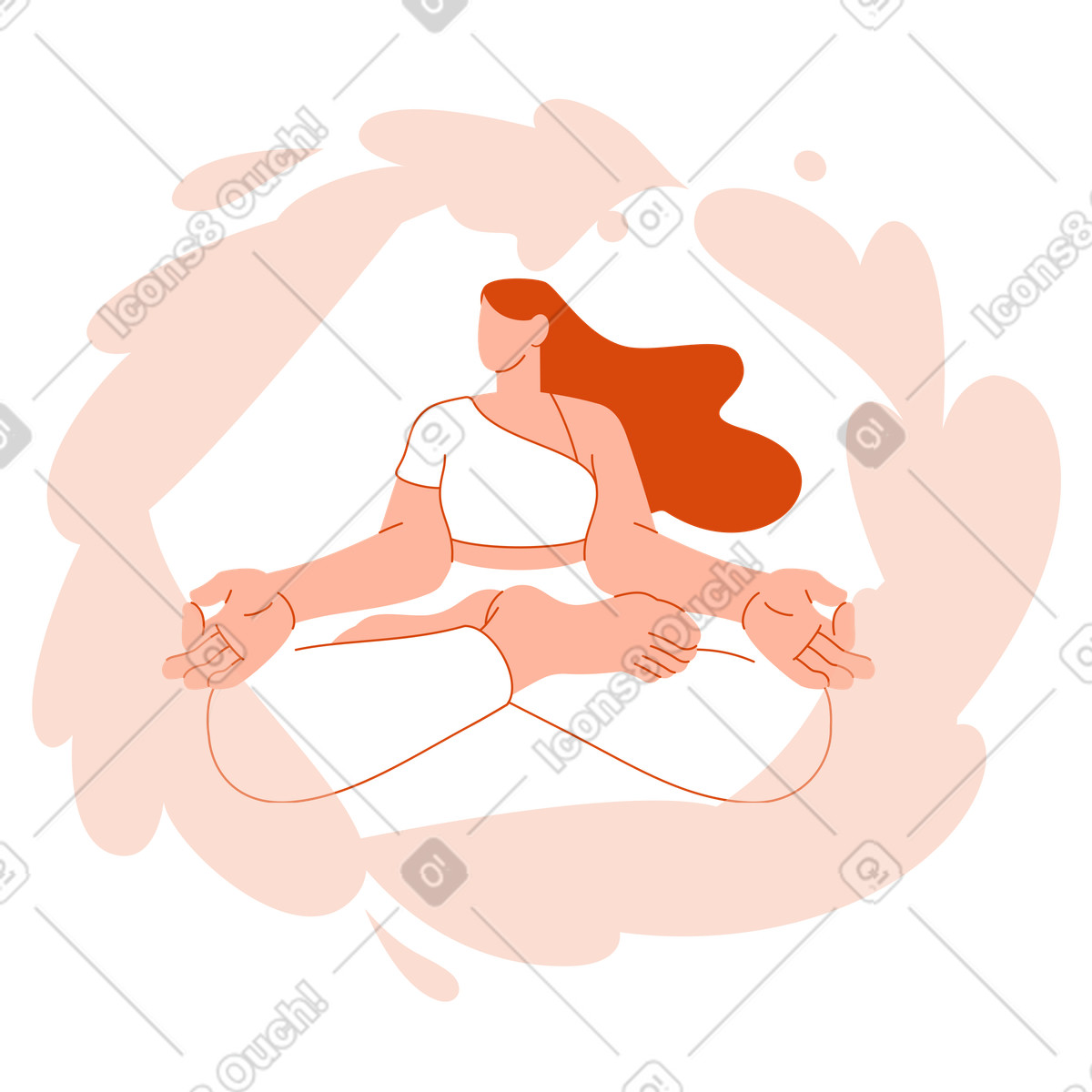 Serene cross-legged pose illustration with abstract shapes, self-care mindfulness clipart in PNG SVG GIF