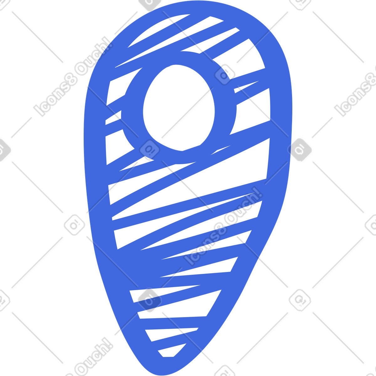 Ballpoint Pen スタイルの Geotag location pin with abstract striped lines and central circle のイラストをPNG、SVG形式でダウンロード