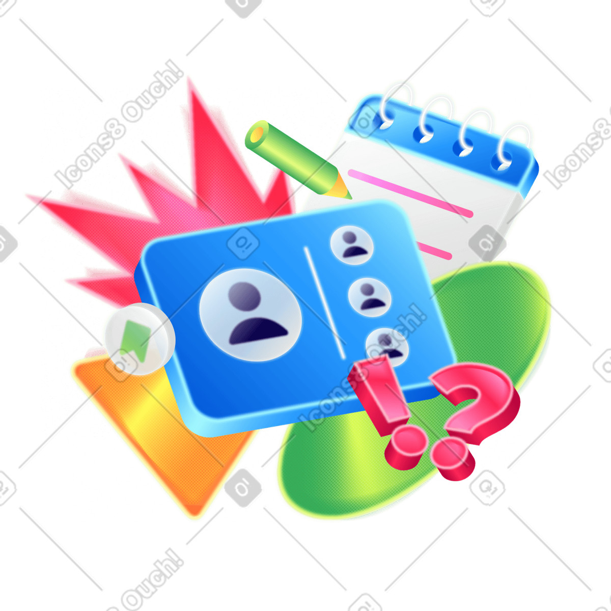 Remote team members meeting online illustration in PNG, SVG