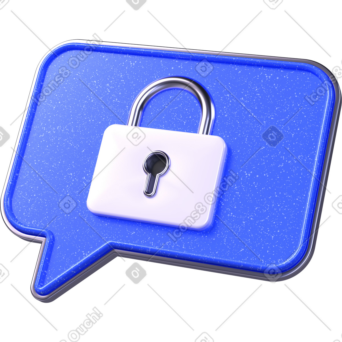 Ilustración Chat seguro, mensaje de privacidad, icono conversación bloqueada en estilo 3D Boost a descargar en PNG y SVG
