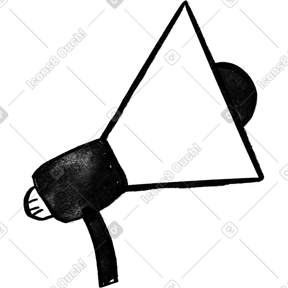 Black line megaphone illustration in Inky style download in PNG, SVG
