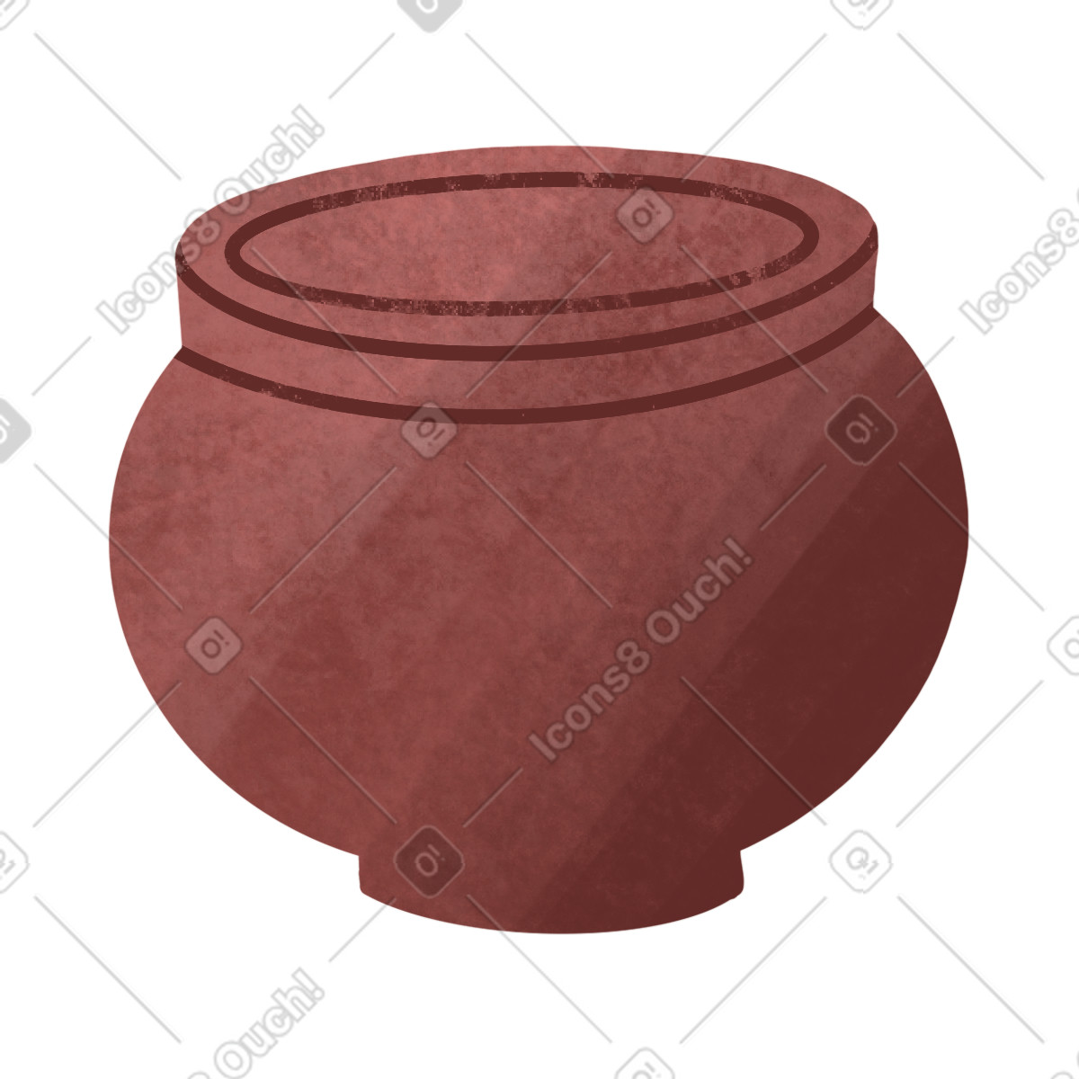 Brown clay pot illustration in Bonbon style download in PNG, SVG