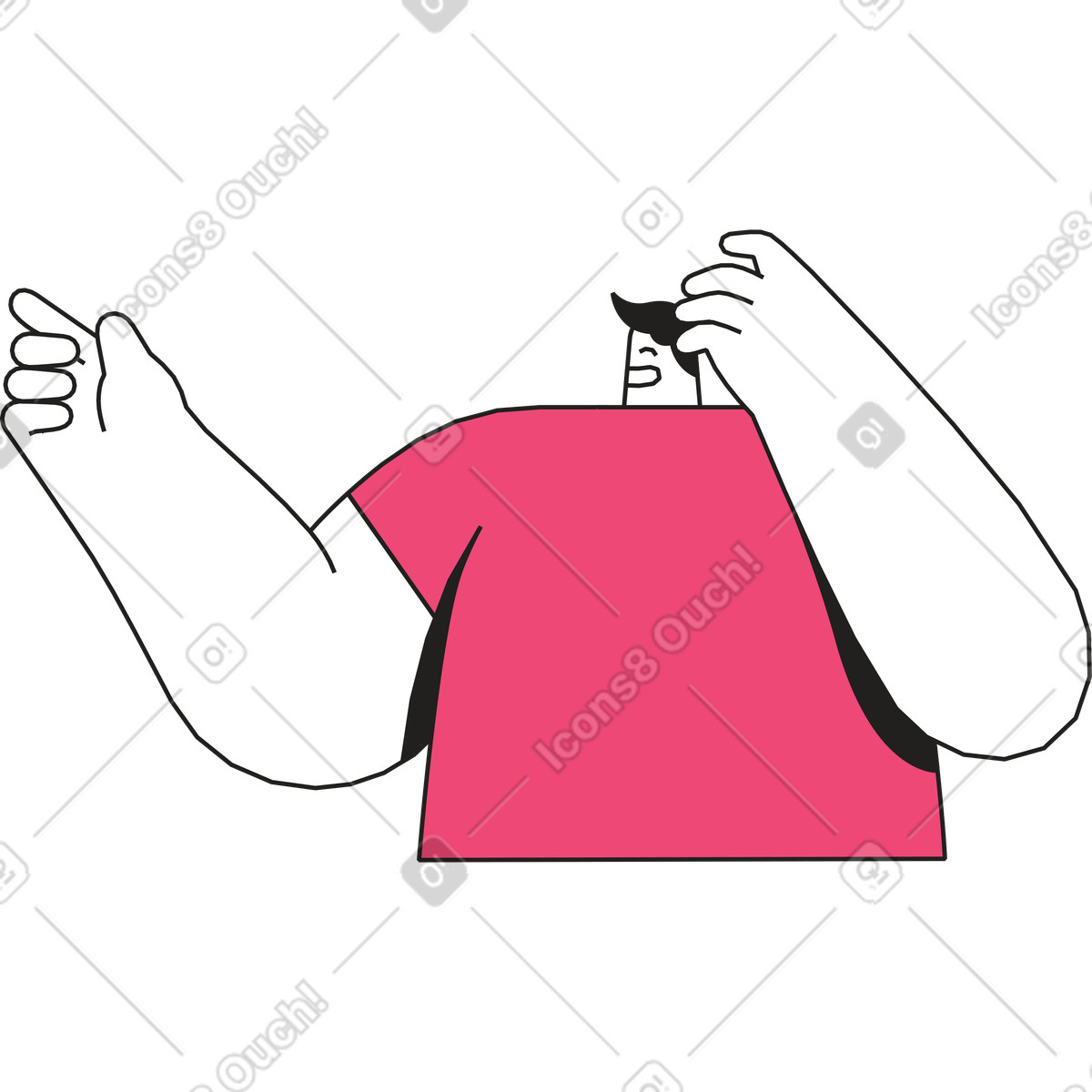 Nachdenklicher mann, der mit dem finger zeigt-Illustration im Dazzle Line-Stil als Download in PNG, SVG