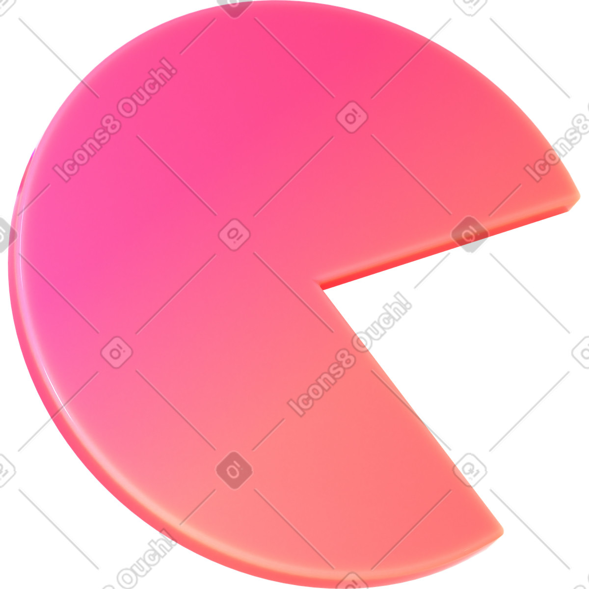 Ilustración Gran parte del gráfico circular en estilo 3D Glassy a descargar en PNG y SVG