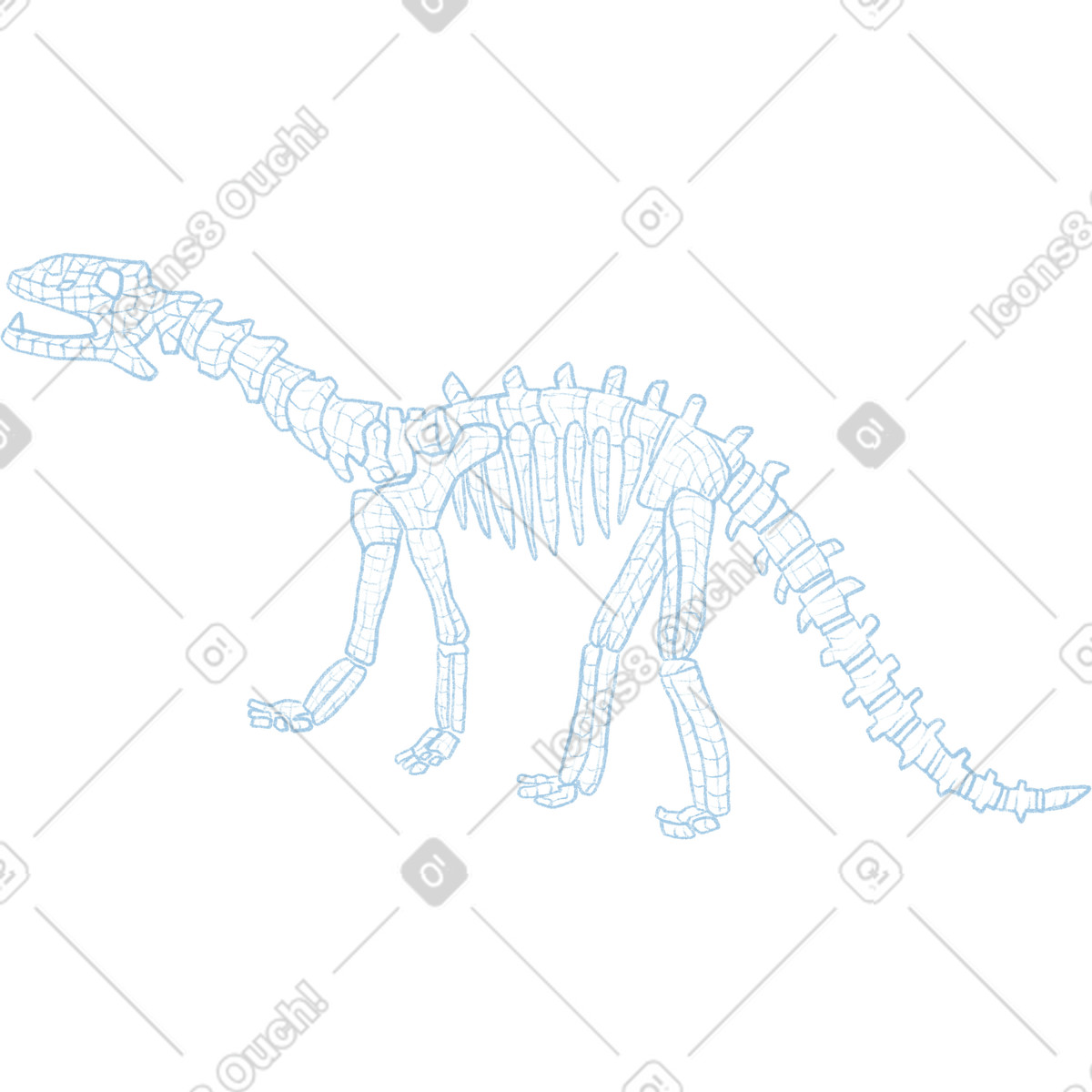 Dinosaur skeleton illustrazione in stile Chalky scarica in PNG, SVG