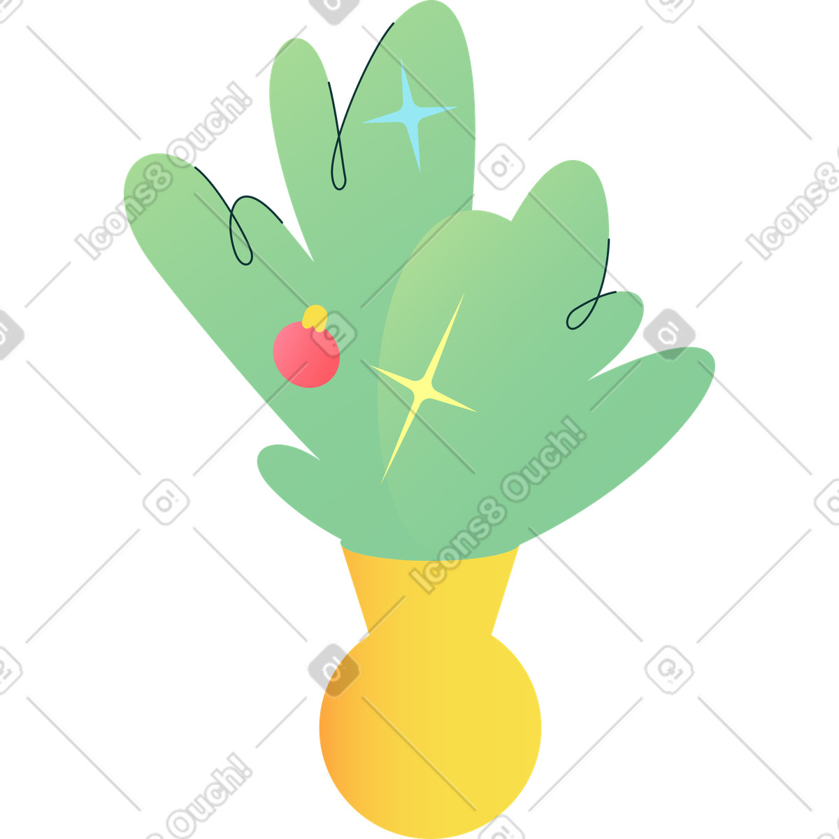 Illustration Branches de sapin dans un vase le style Florid à télécharger aux formats PNG, SVG