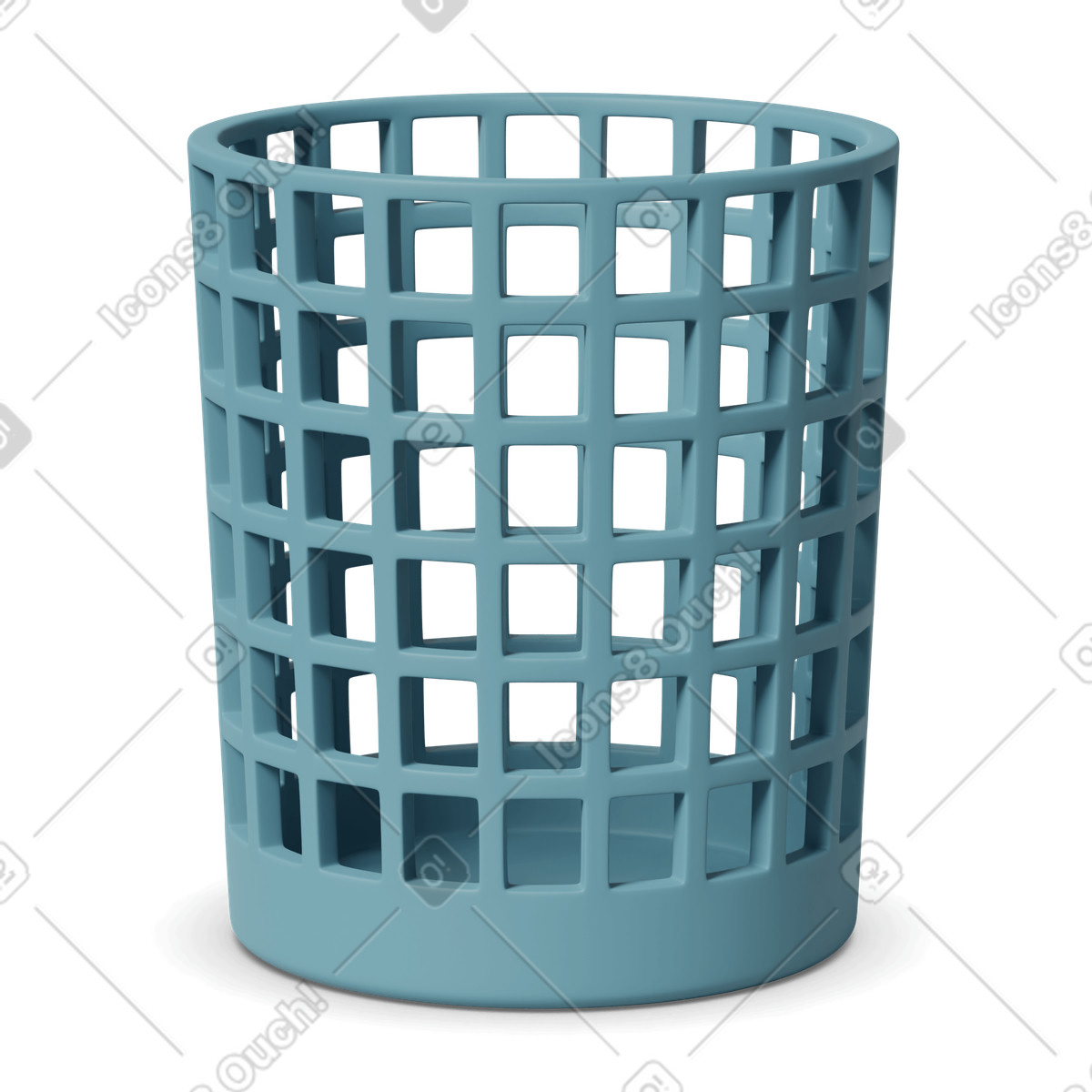 Illustration Empty blue waste paper bin dans le style 3D Casual life à télécharger aux formats PNG, SVG
