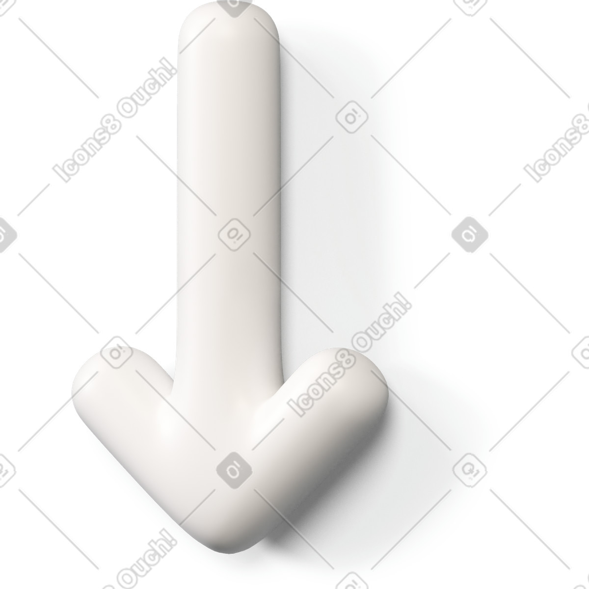 Ilustración White downward arrow icon turned to the left en estilo 3D Buddy a descargar en PNG y SVG
