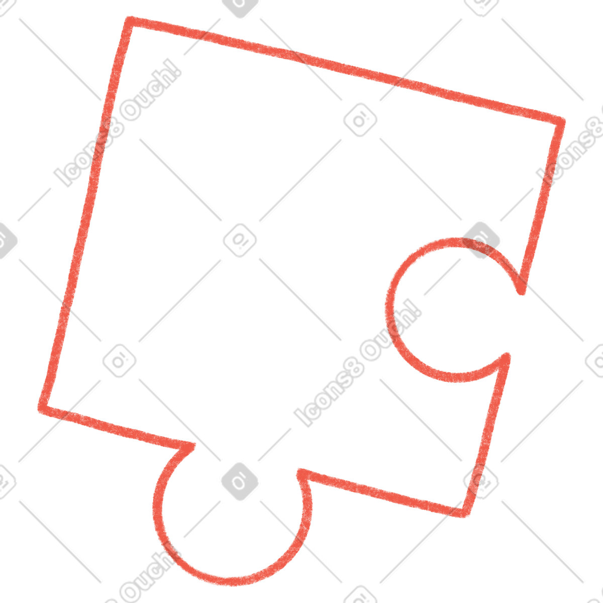 Red linear puzzle illustration in Tutti style download in PNG, SVG