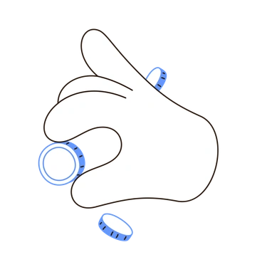 A hand tossing coins - Plain style illustration