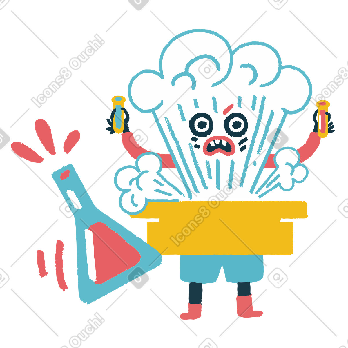 Chemical reaction went wrong illustration clipart graphics for reactions in PNG, SVG