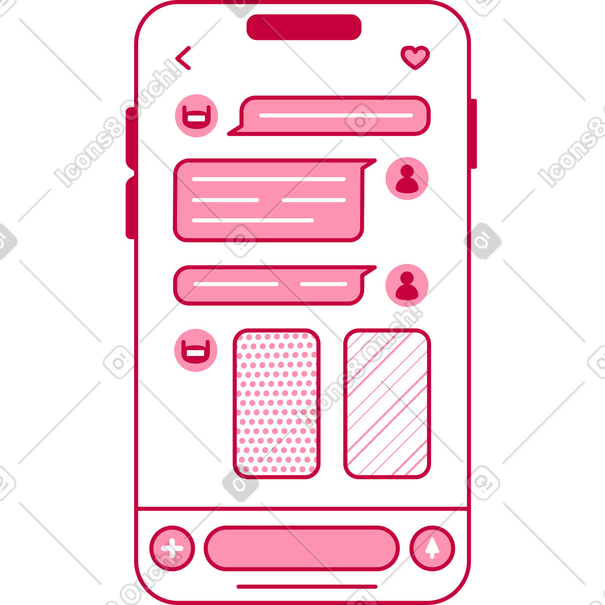 Phone with chat messages illustration in Natty style download in PNG, SVG