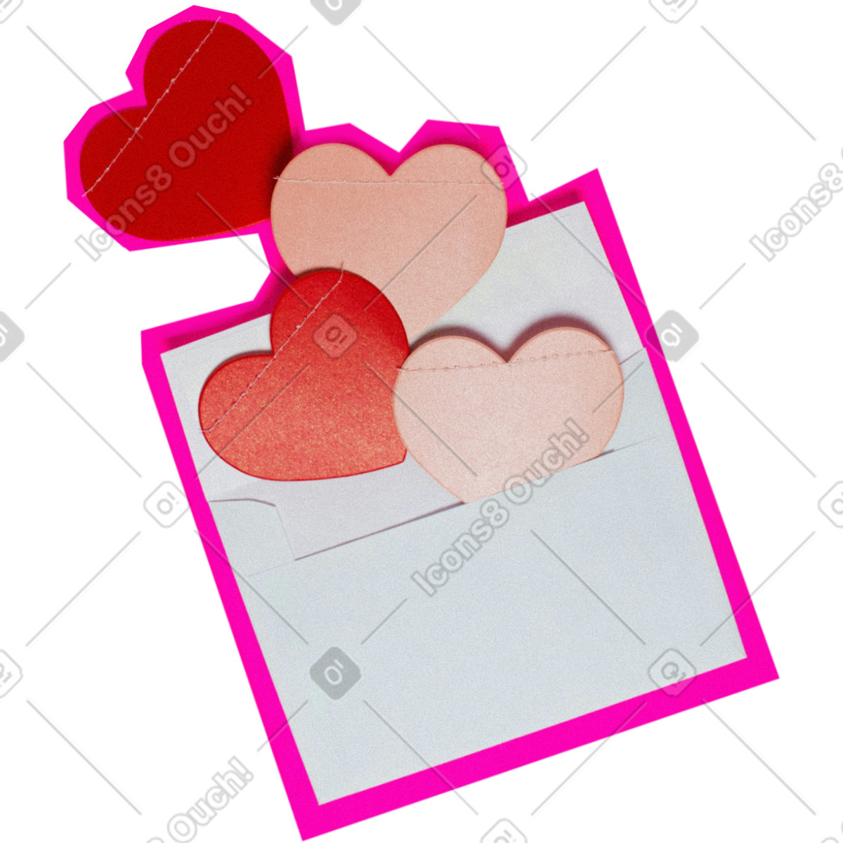 Ilustración Letter with hearts en estilo Paper Cut a descargar en PNG y SVG