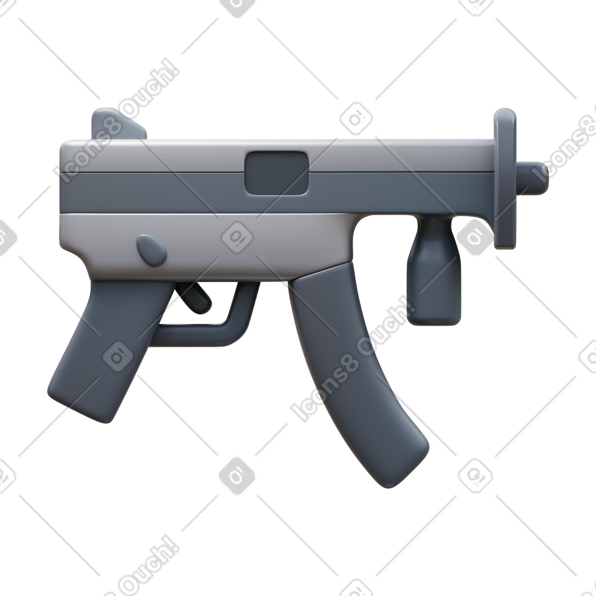 Submachine gun illustrazione in stile 3D Fluency scarica in PNG, SVG