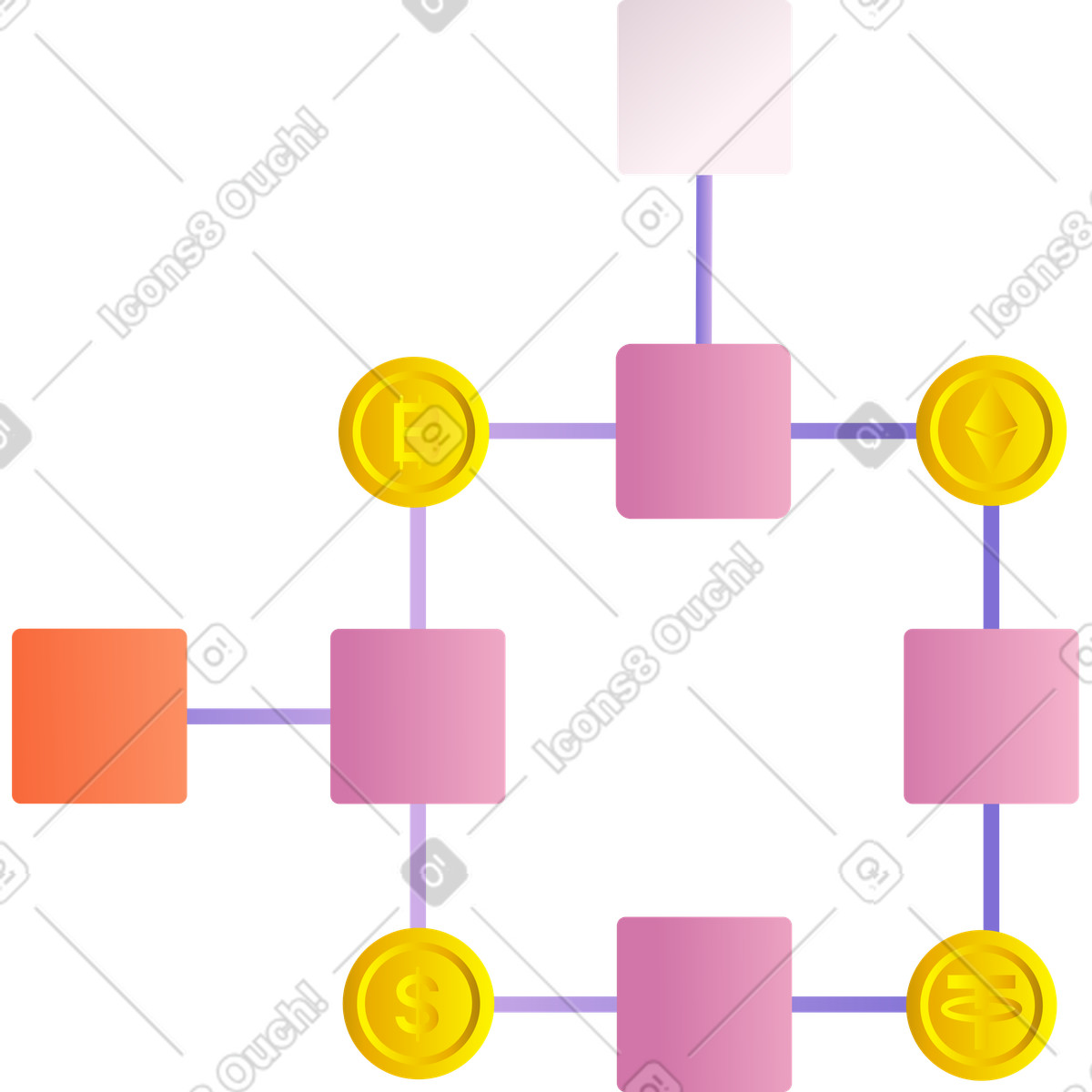 Blockchain illustration in PNG, SVG