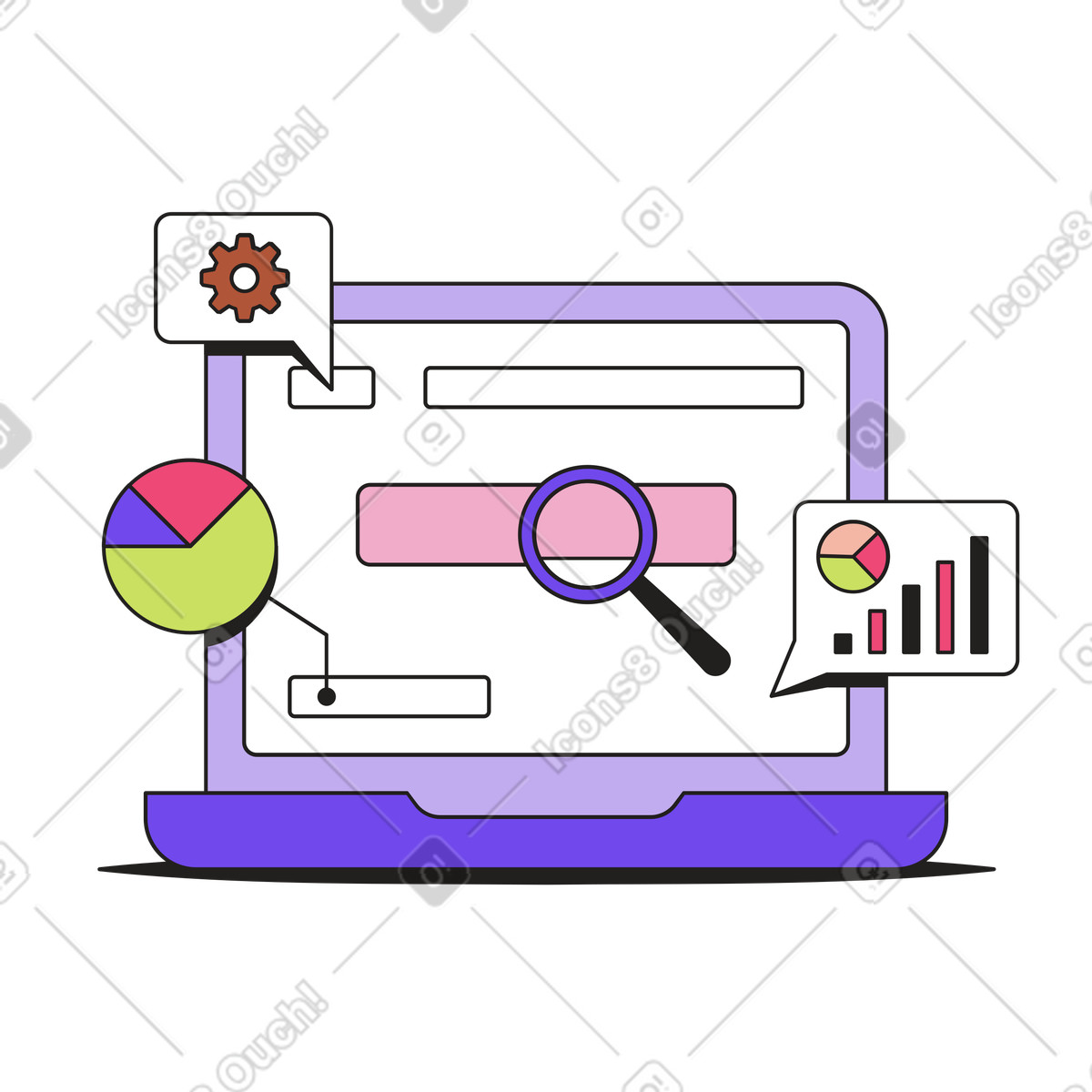 Анимированная иллюстрация Seo-оптимизация сайта в стиле Dazzle — скачать в форматах GIF, Lottie (JSON), AE