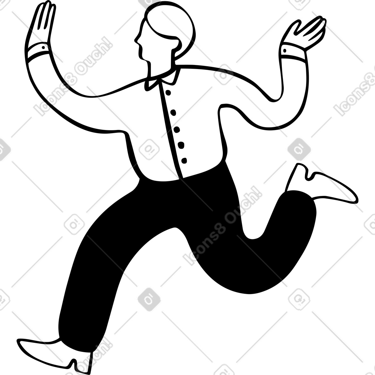 Man raising his leg and arms illustration in Journal style download in PNG, SVG