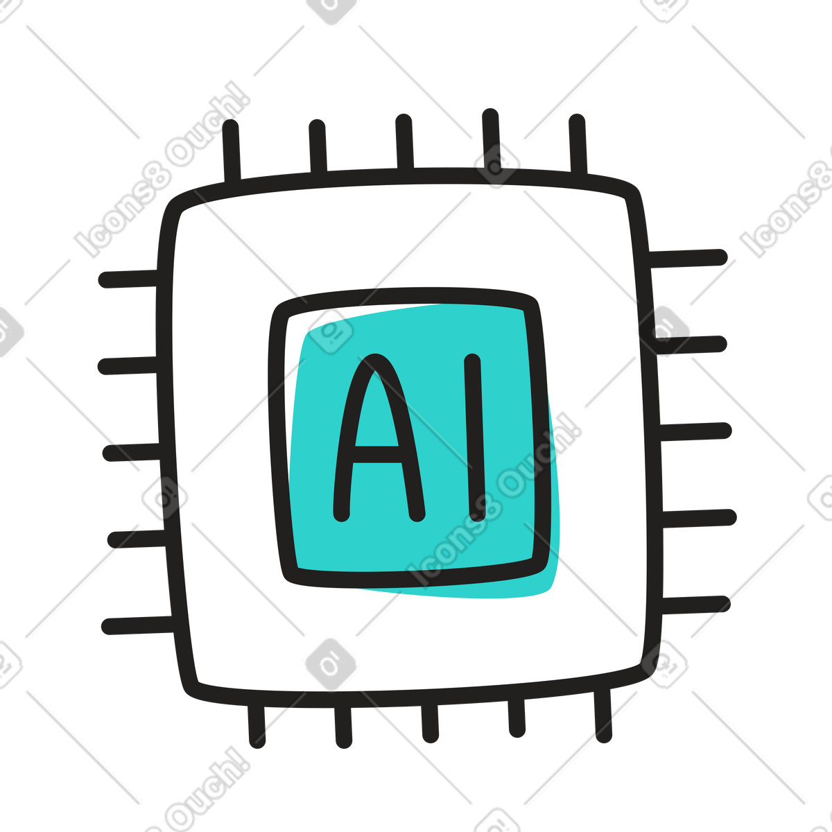 Ilustración Chip de inteligencia artificial en estilo Little a descargar en PNG y SVG