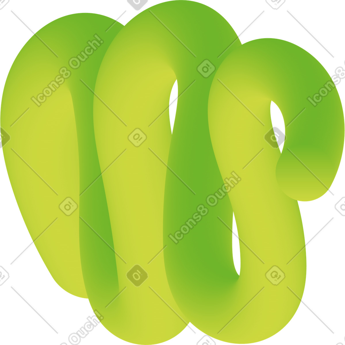Green curved shape illustration in Forms style download in PNG, SVG