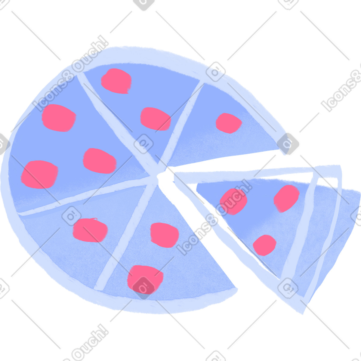 Cut pizza with topping illustration in Quirky style download in PNG, SVG