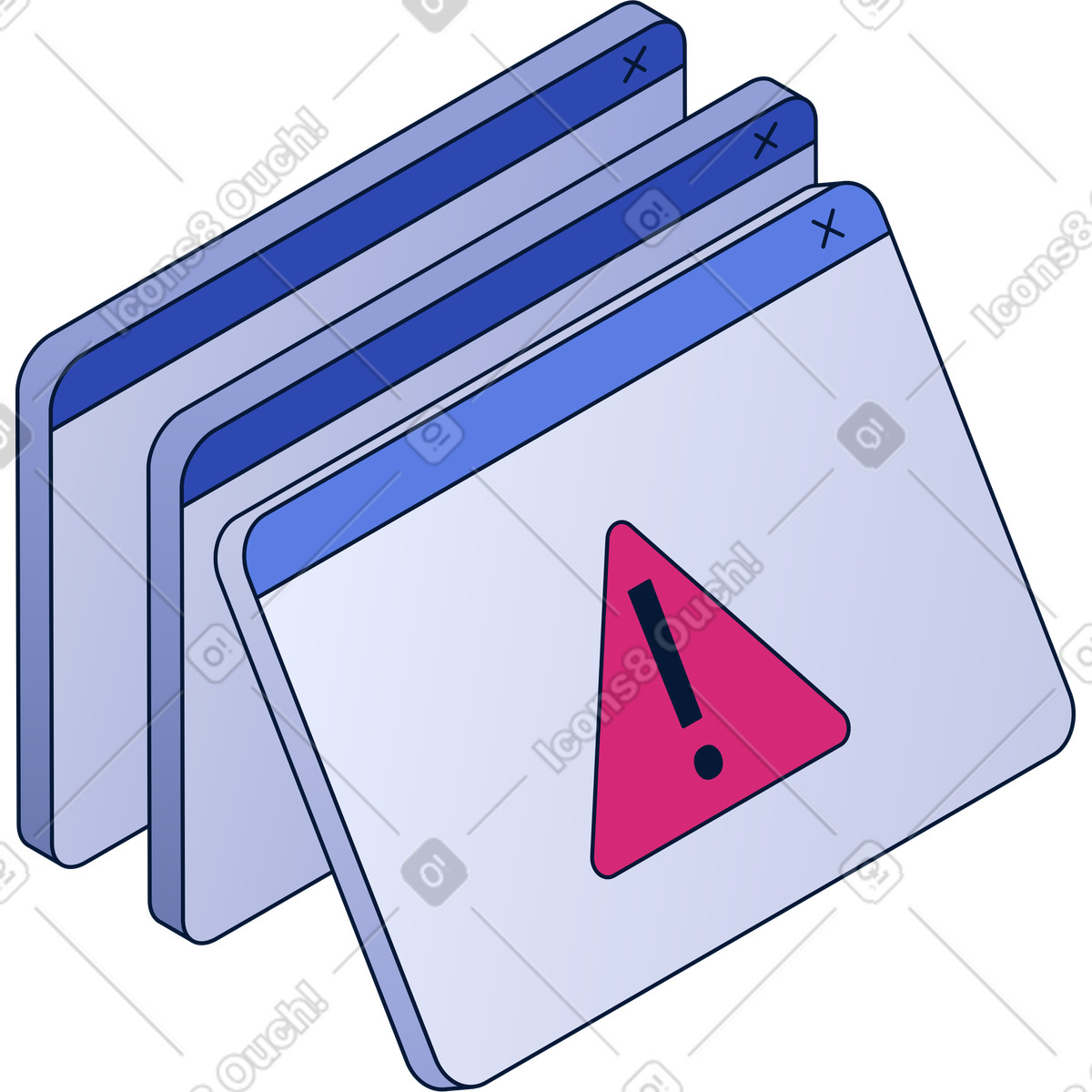 Ilustración Pila de ventanas emergentes error en estilo Neat a descargar en PNG y SVG