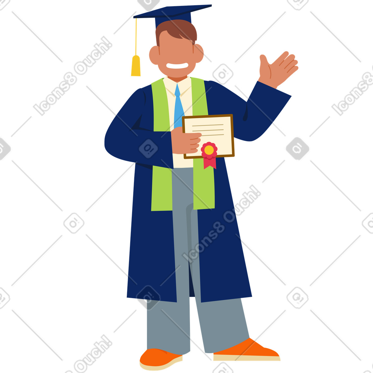 Male graduate holding diploma certificate illustration university vector clipart images