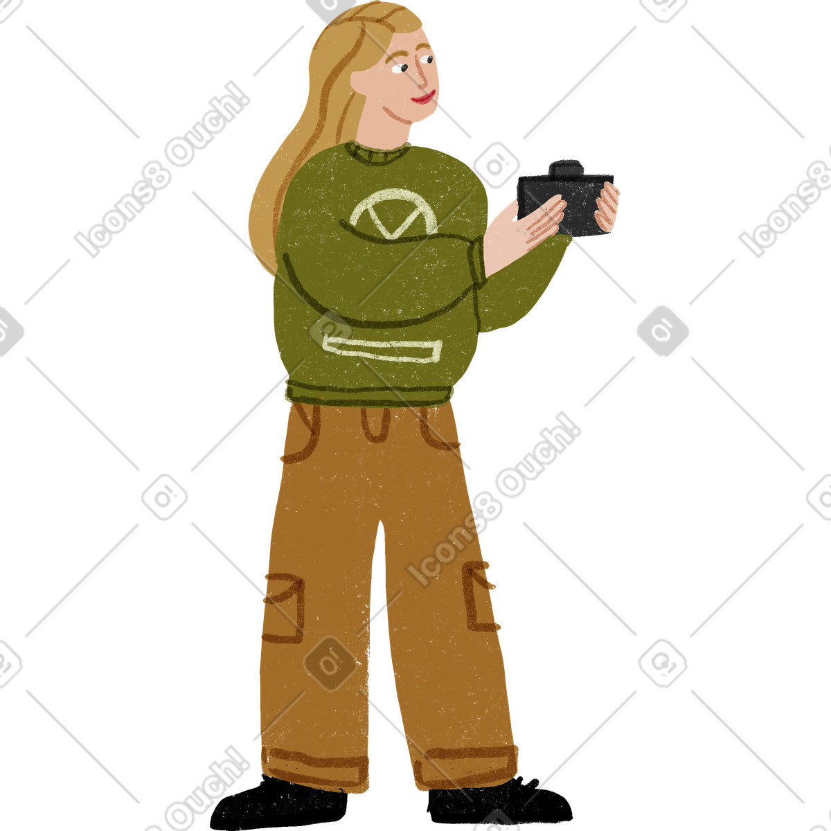 Ilustração de Woman with a tablet in her hands em no estilo Public para baixar em PNG, SVG