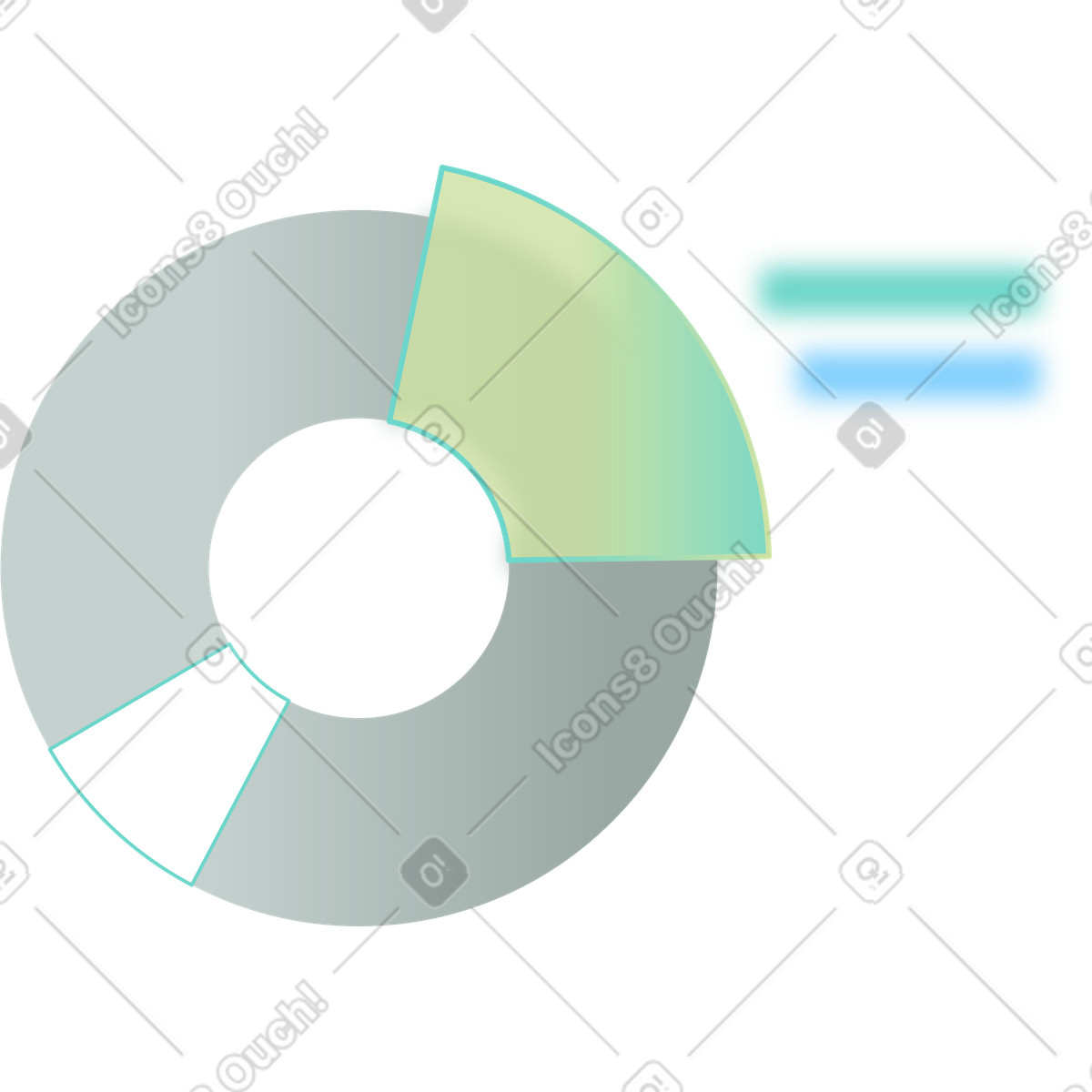 Infographic donut chart showing segmented data distribution illustration in Office style download in PNG, SVG