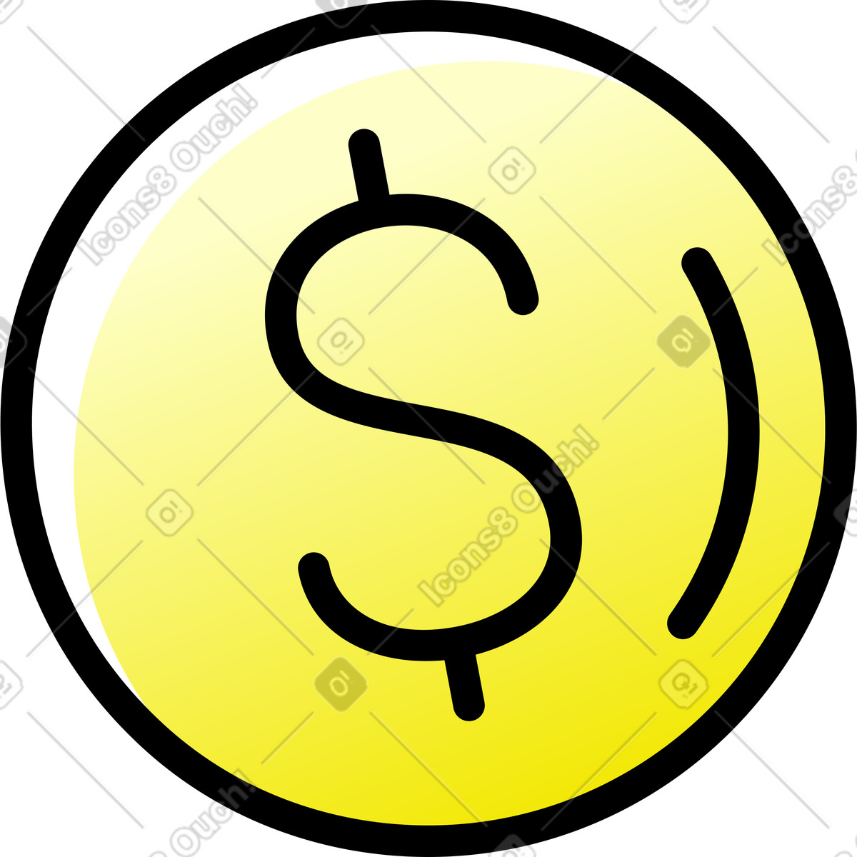 Pocus スタイルの 黄色のドル硬貨 のイラストをPNG、SVG形式でダウンロード