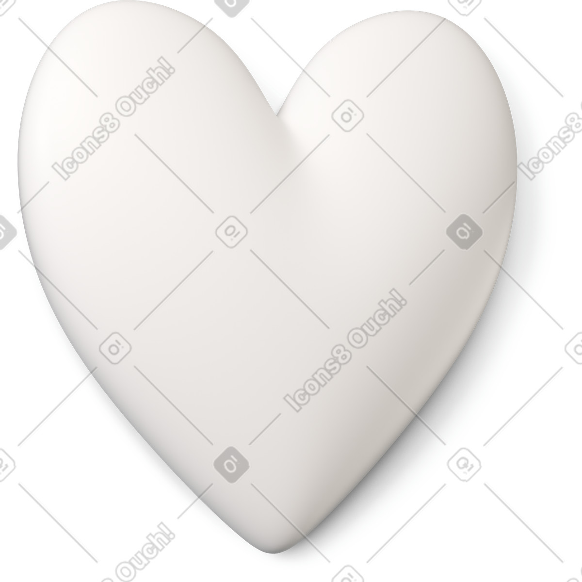 Weißes herz-symbol nach rechts gedreht-Illustration im 3D Buddy-Stil als Download in PNG, SVG